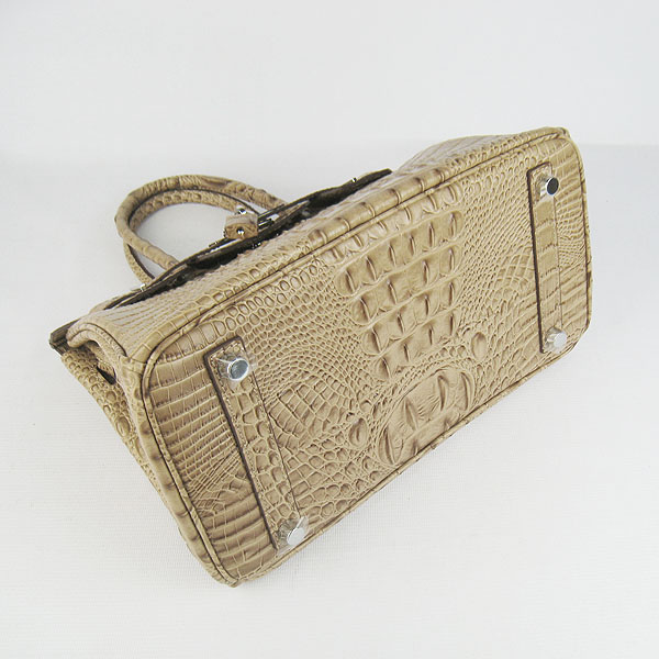 Replica Hermes Birkin 30CM Crocodile Head Veins Bag Apricot 6088 On Sale